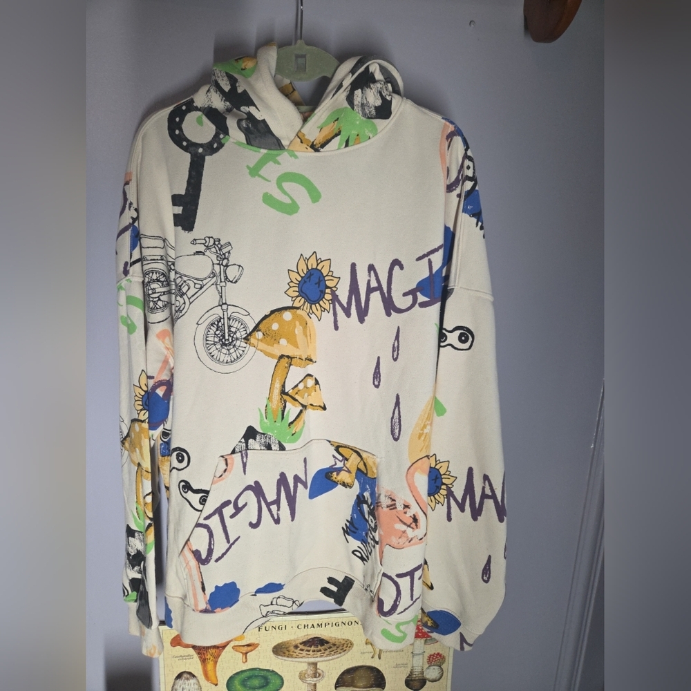 No Boundaries Multicolor Graphic Hoodie Sweater Shirt Top Mens Womens